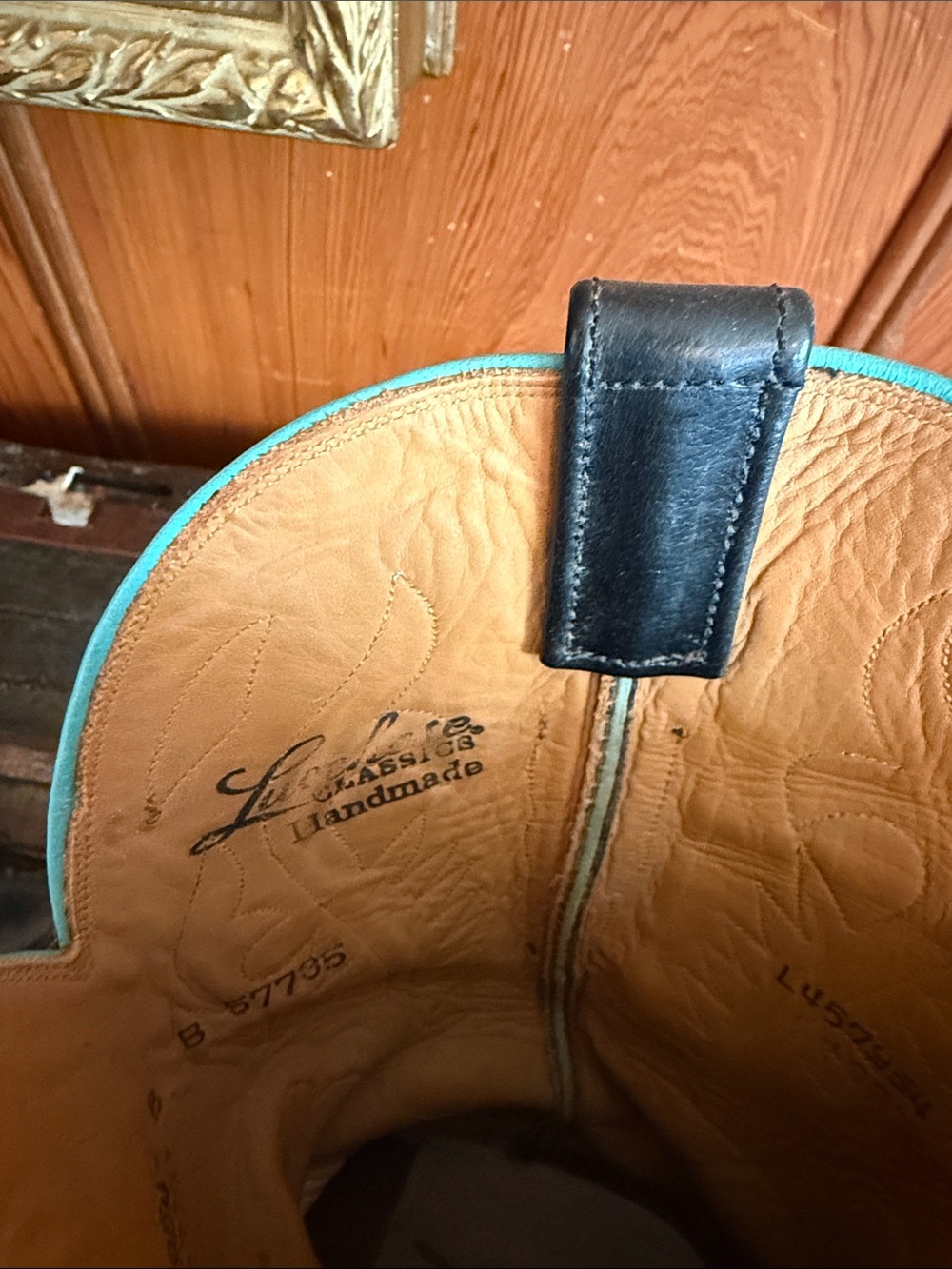 Lucchese Women’s   Black and Turquoise Western Cowboy Boots - Picture 8 of 8